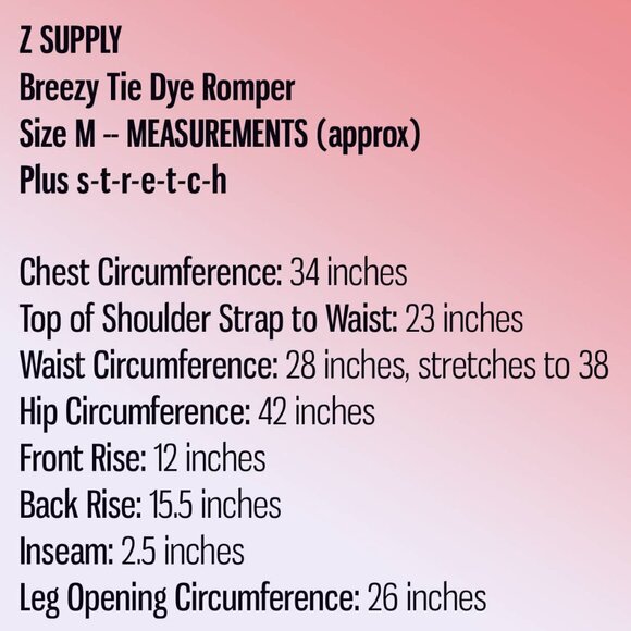 Z Supply Breezy Tie Dye Romper Organic Cotton NEW WITH TAGS Lounge - Picture 14 of 16